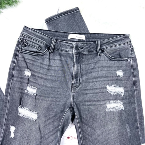 |•KANCAN•| Black Distressed Stretch Skinny Jeans Size 11/29 - Picture 5 of 9